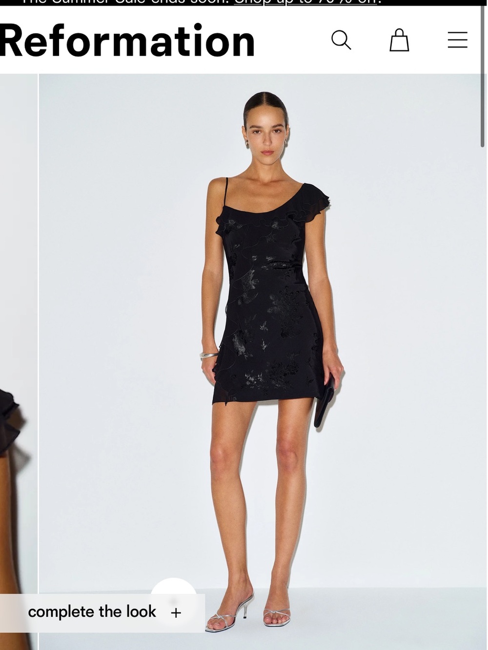 Reformation One-Shoulder Ruffle Slip Dress - Picture 2 of 3